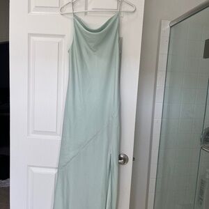 Babaton light green silky slip dress